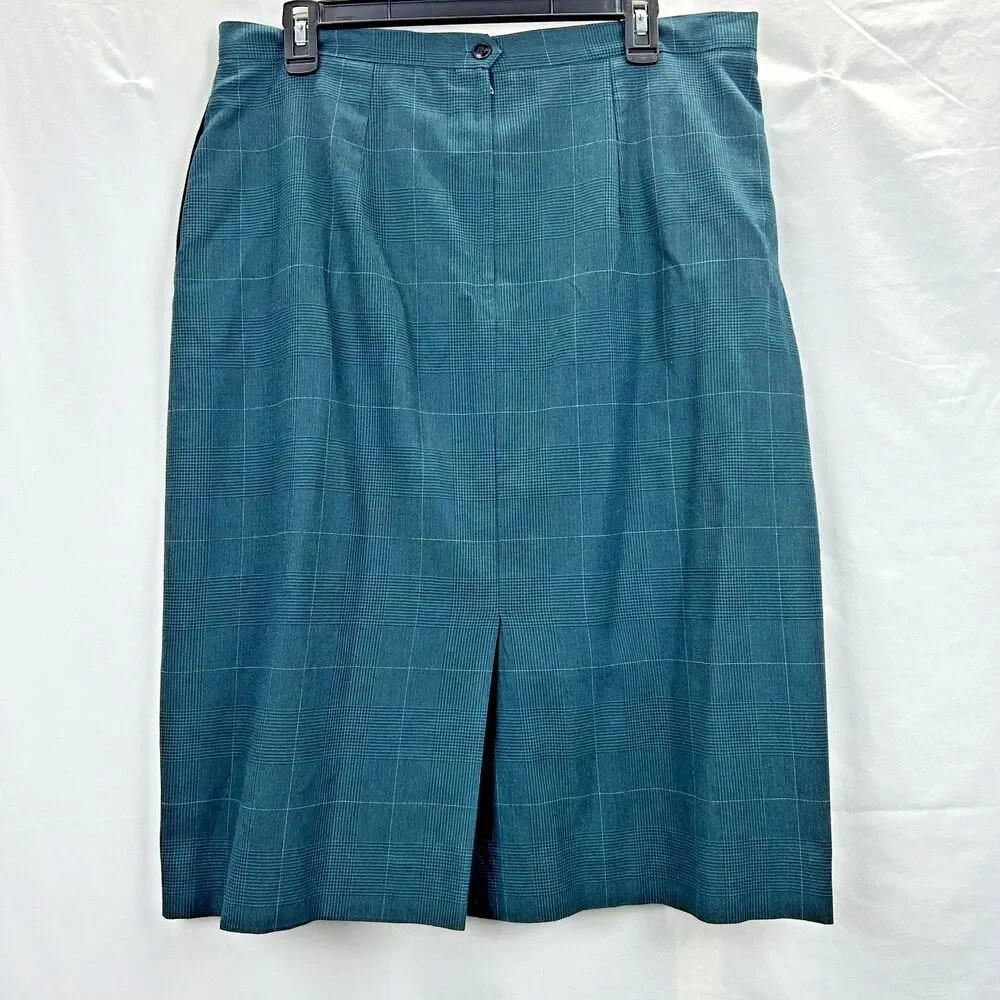 Worthington Teal Plaid Skirt Suit Set